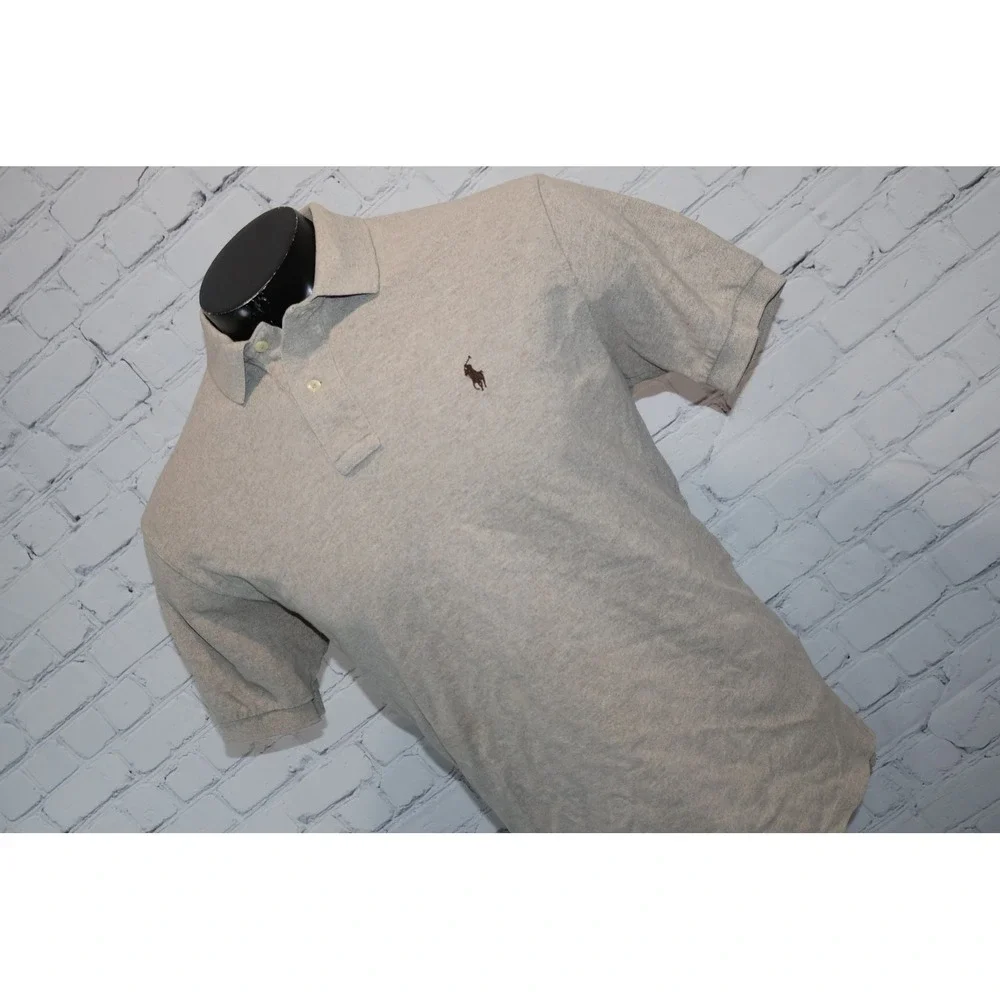 Polo Ralph Lauren Polo Shirt Mens Large Tan Golf Pique Cotton Pony Logo